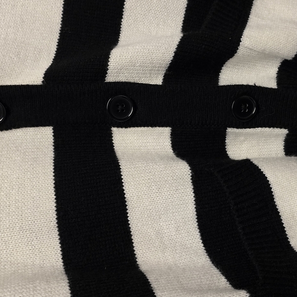 New York & Company Black and White Cardigan Sweater V-Neck - Picture 3 of 4